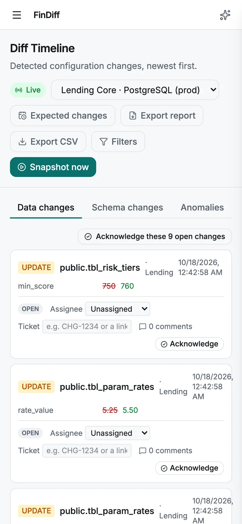 Diff Timeline on a phone