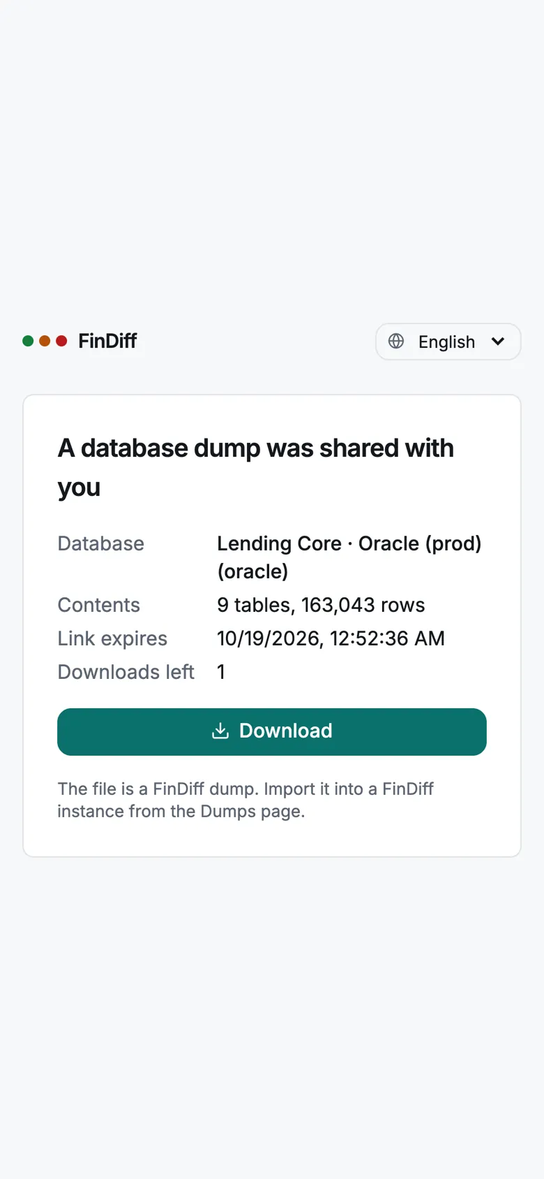 The shared dump page on a phone